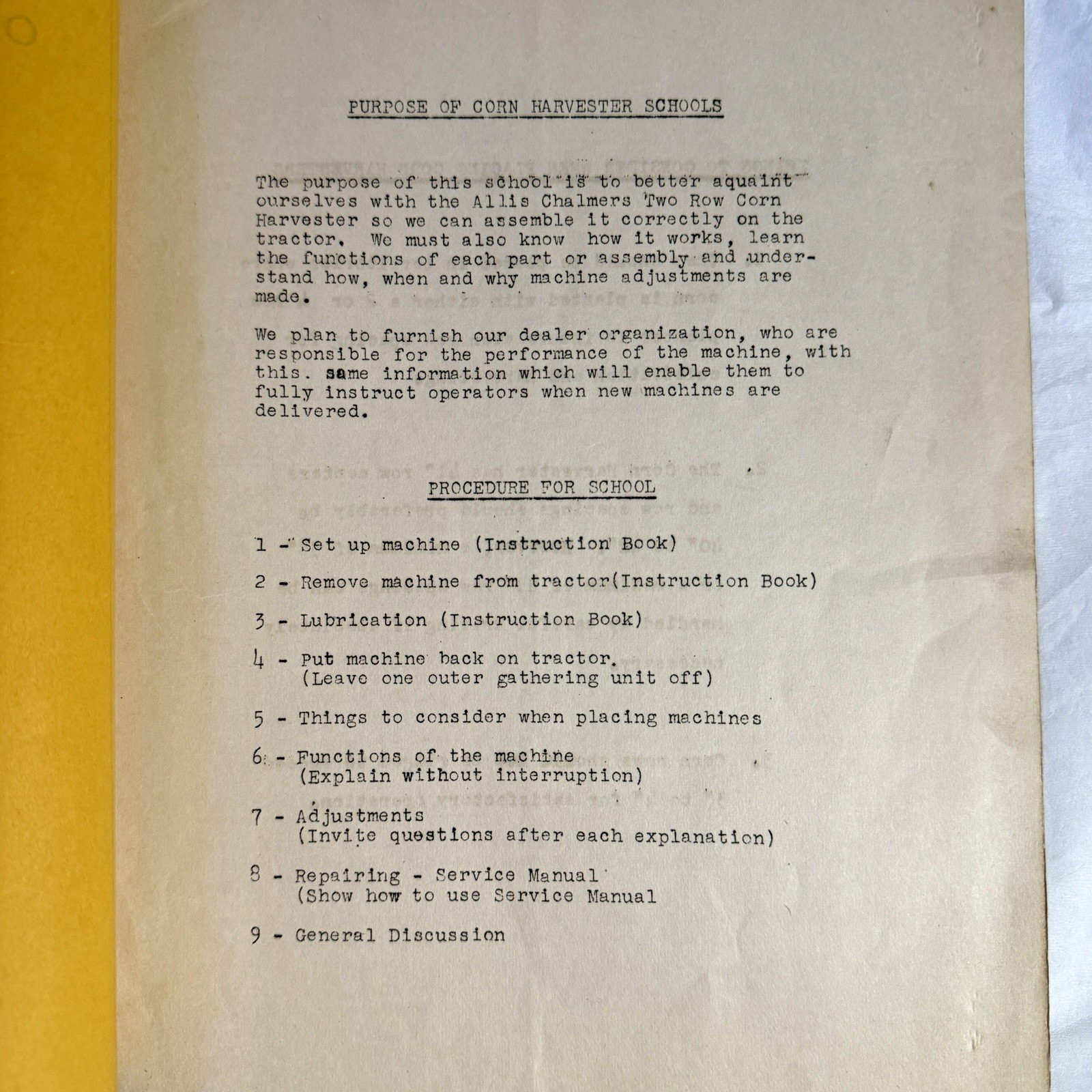 Allis Chalmers 2 Row Corn Harvester Educational Program Operation & Adjust Guide