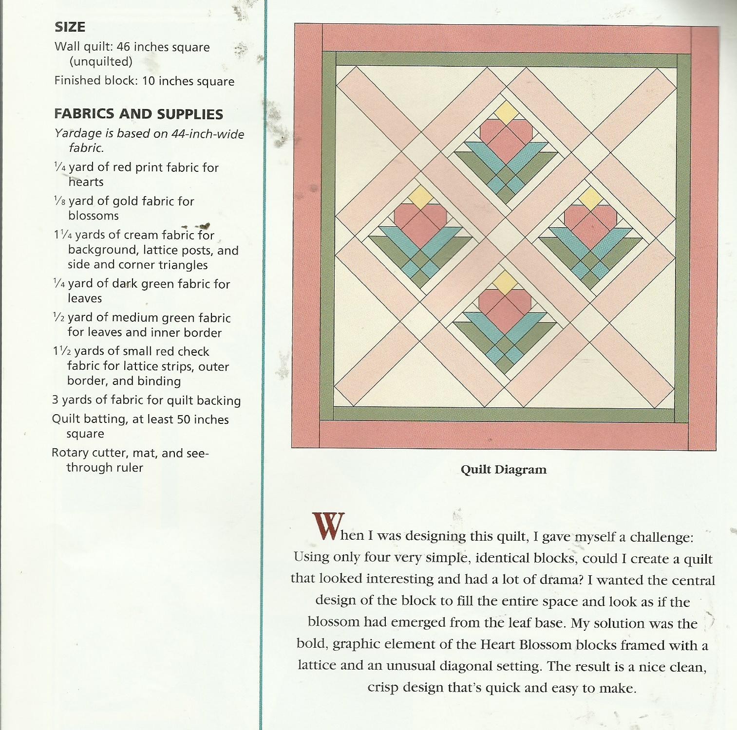 D0203 HEART BLOSSOM WALLHANGING QUILTPATTERN/INSTRUCTIONS