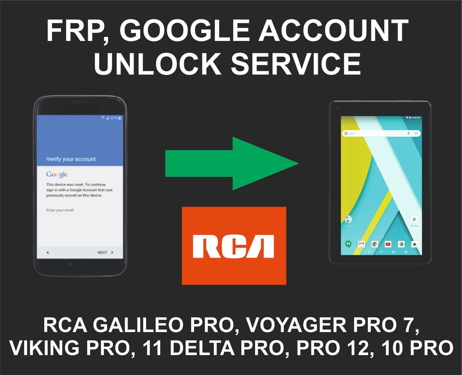 Rca Tablet Unlock, Go, Galileo Pro, Voyager Pro 7, Viking Pro, 11 Delta Pro, Pro
