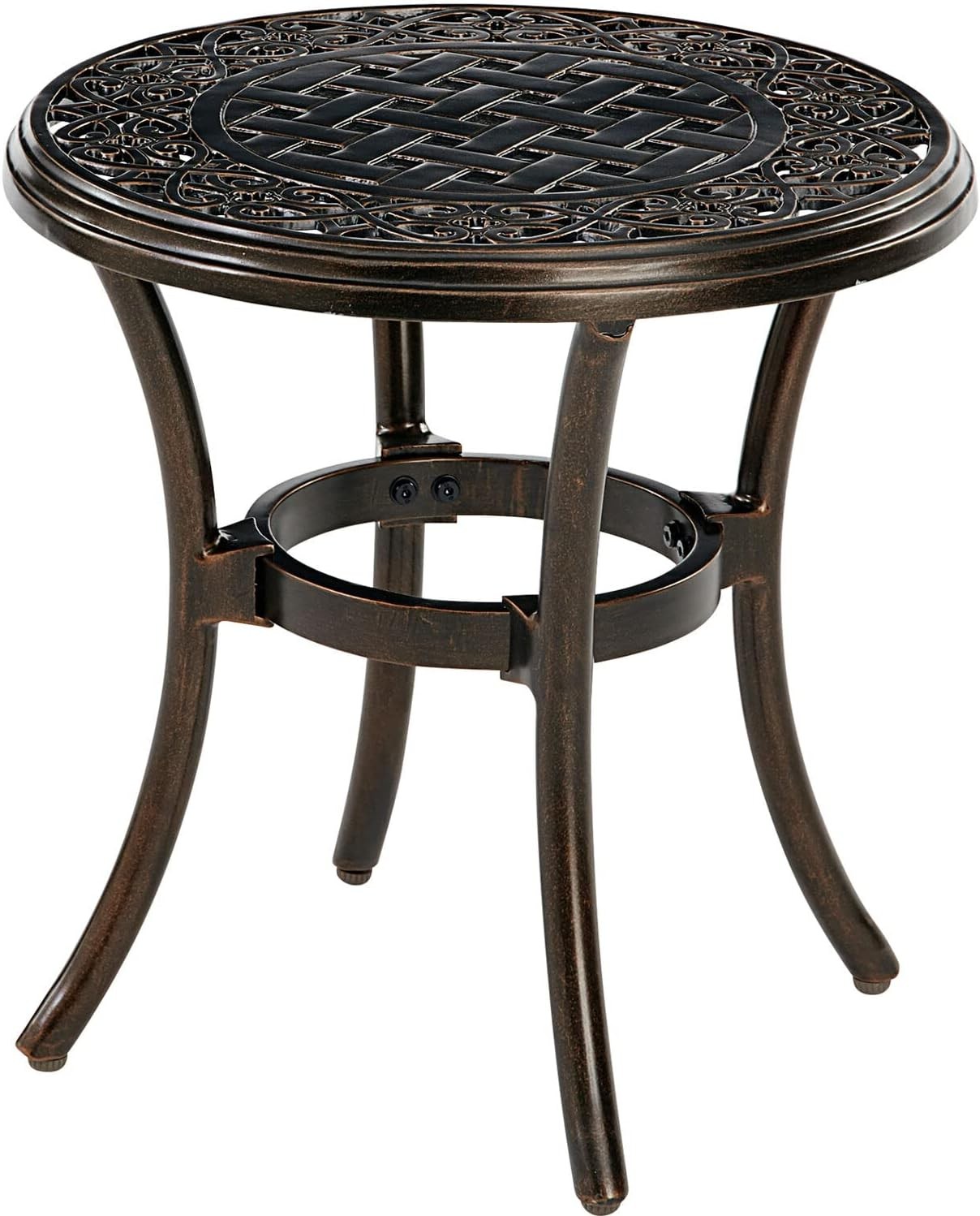 Traditions 18" Round Side End Table Weather Resistant Cast Aluminum Patio Table