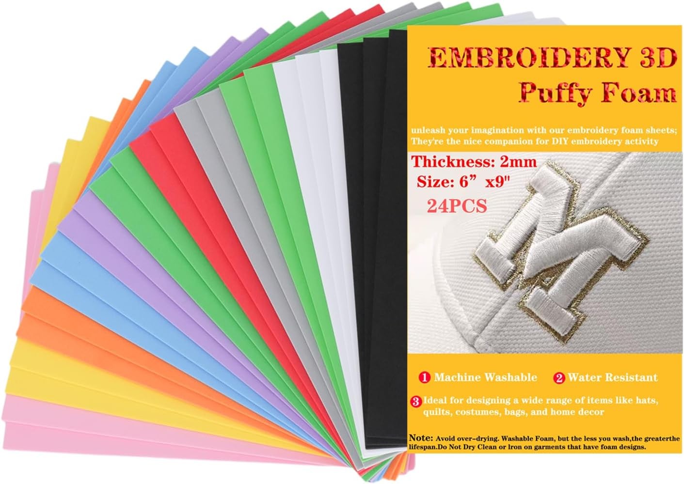 24 Pcs 2mm 3D Puffy Foam Sheets for Crafting and Embroidery Projects