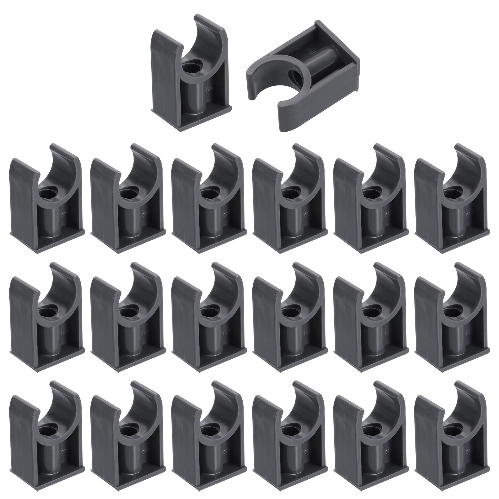 20Pcs PVC Water Pipe Clamps Clips, U-Shaped Holder Buckles for 20mm OD, Gray