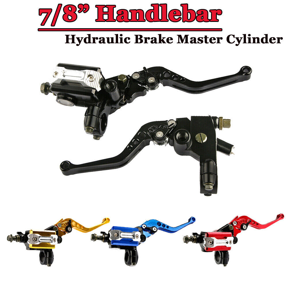 Motorcycle 7/8" Brake Clutch Levers Master Cylinder Reservoir Kit Set Universal