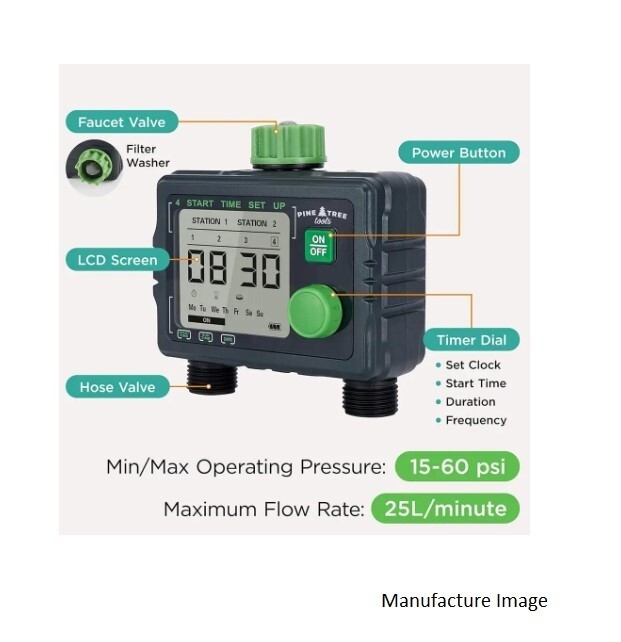 Programmable Water Timer by Pine Tree Automatic & Manual Watering System