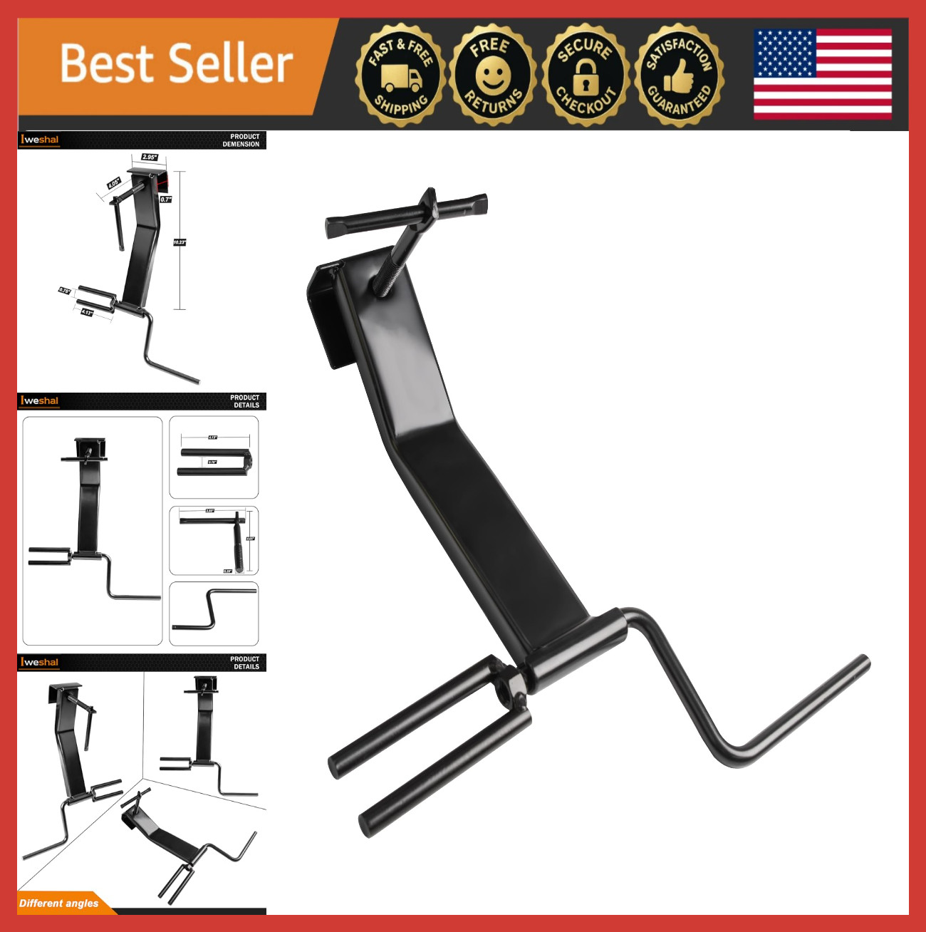 Cargo Strap Winder for Trailers Trucks Vans, Roll-Up 4" Tie-Downs, Black