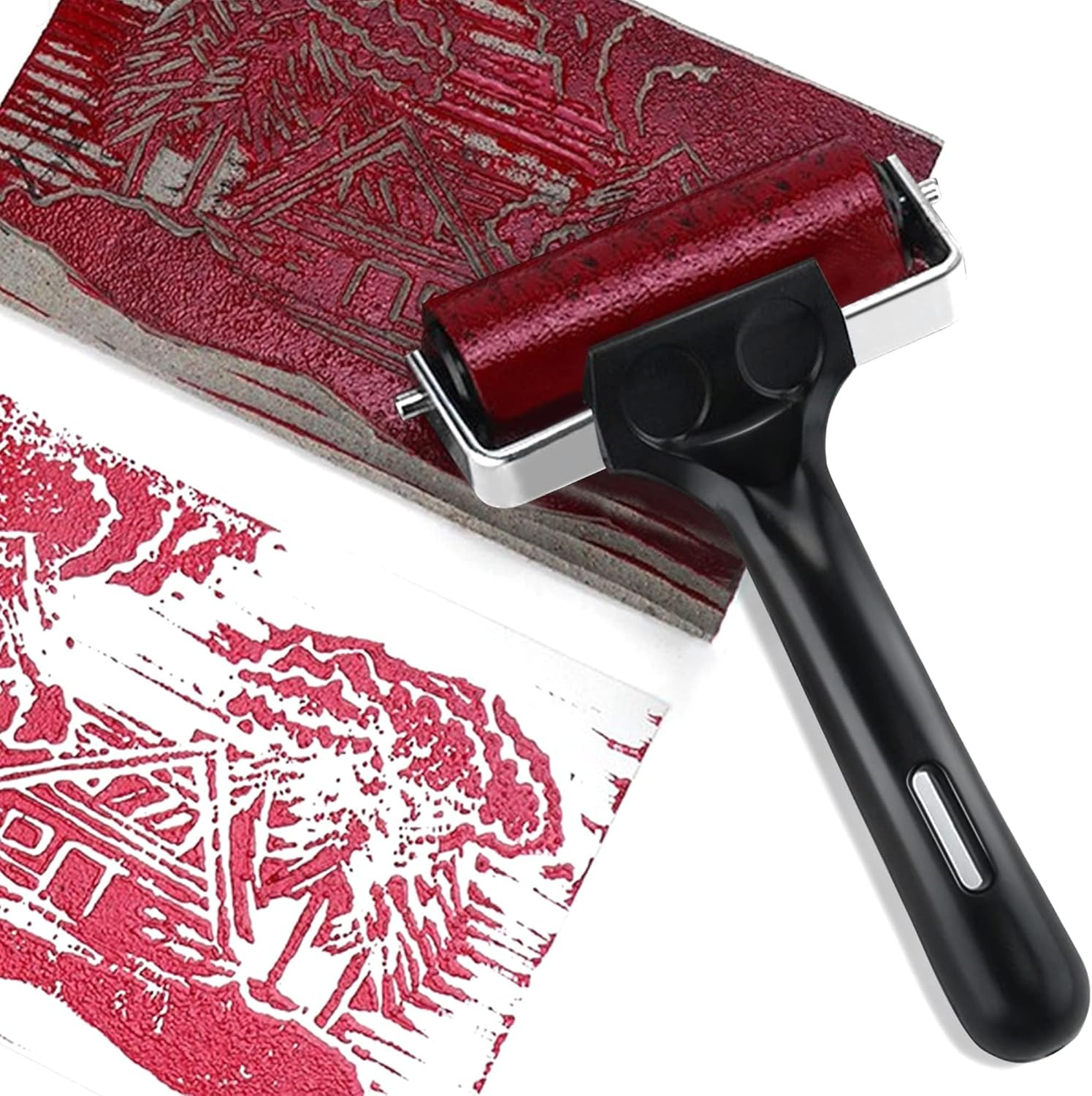 4 Inch Rubber Roller Brayer Rollers for Crafting, Hard Rubber Rollers