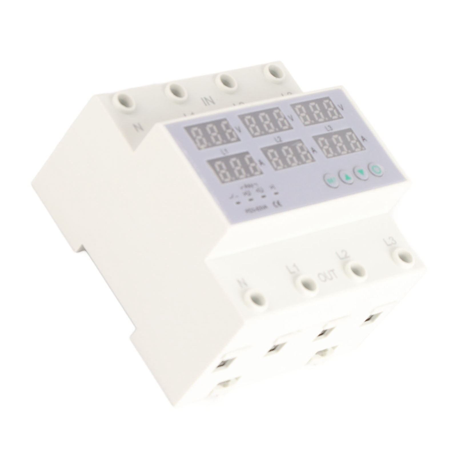3 Phase DIN Rail Voltmeter Ammeter Automatic Overvoltage Protector 63A Part