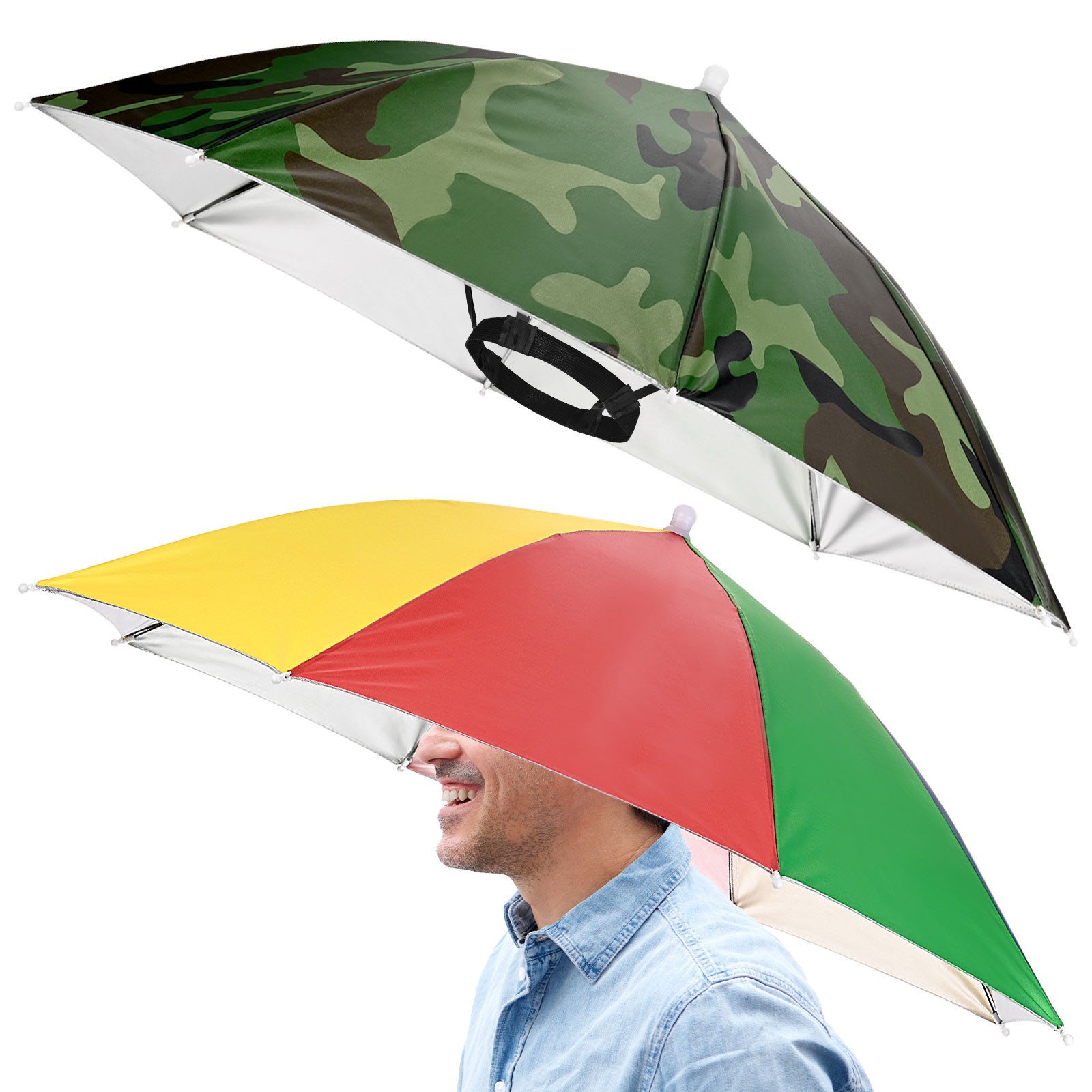 2 pcs 26\" outdoor umbrella hat [camouflage + watermelon]