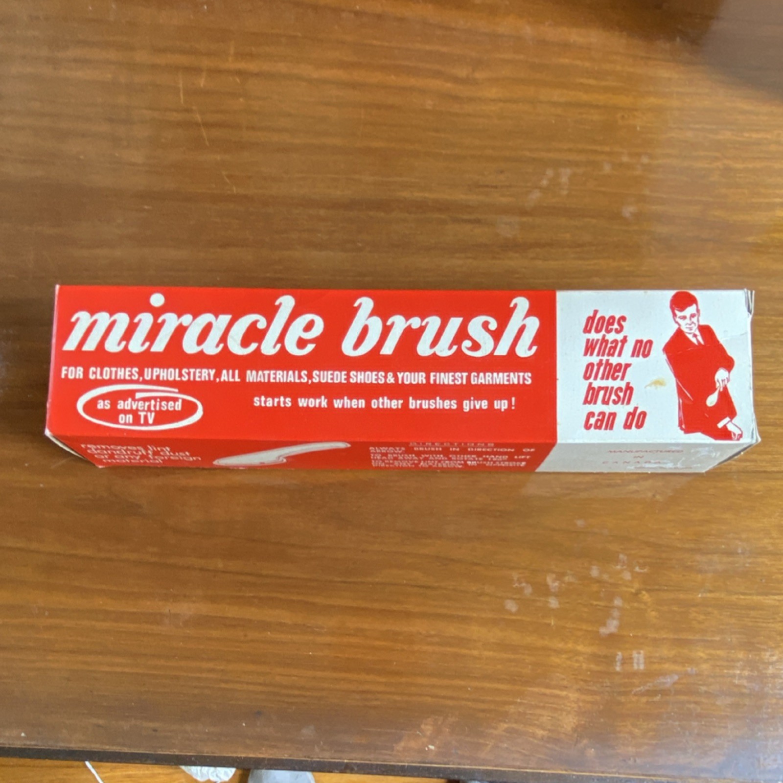 Vintage Miracle Brush Red White Lint Hair Remover for Clothes Upholstery Shoes
