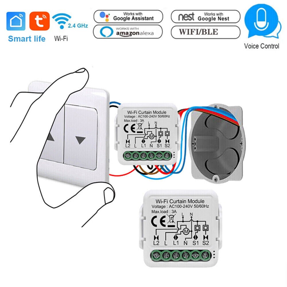 Smart WiFi Switch Curtain Blinds Module Roller Shutter Motor For Tuya Alexa US