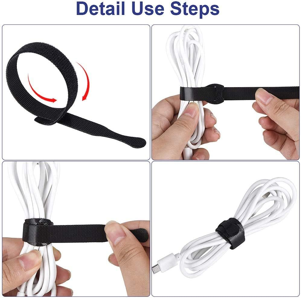 60 Reusable Cable Ties Premium Nylon Adjustable Straps for Smart Cord Management