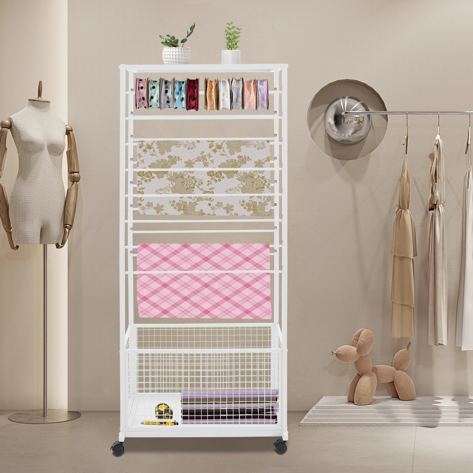 Ribbon Holder Organizer Rack Multifunctional Flower Wrapping Paper Storage Stand