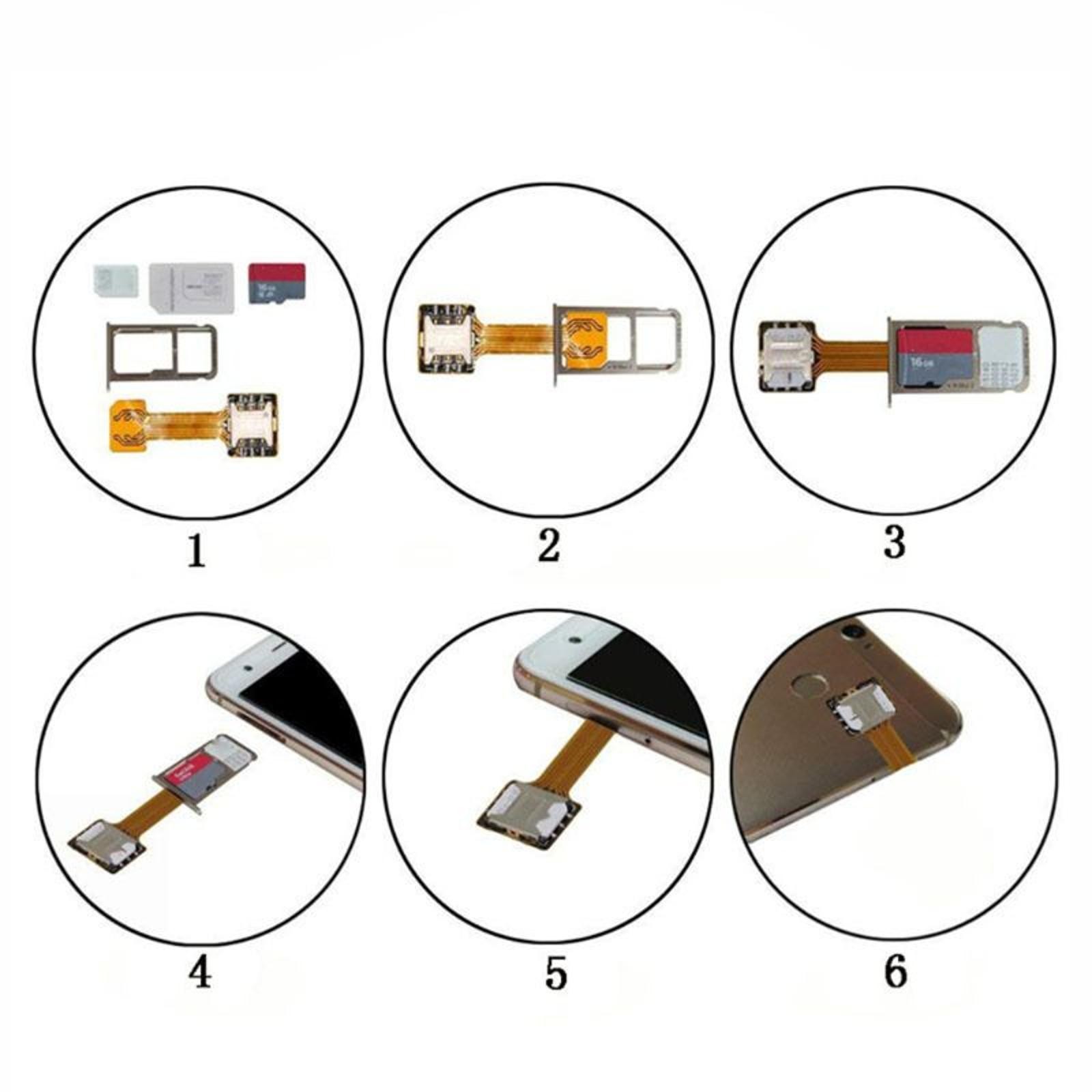 Double Dual SIM Card Micro SD Adapter for Android Phone Extender Nano to NAMO E