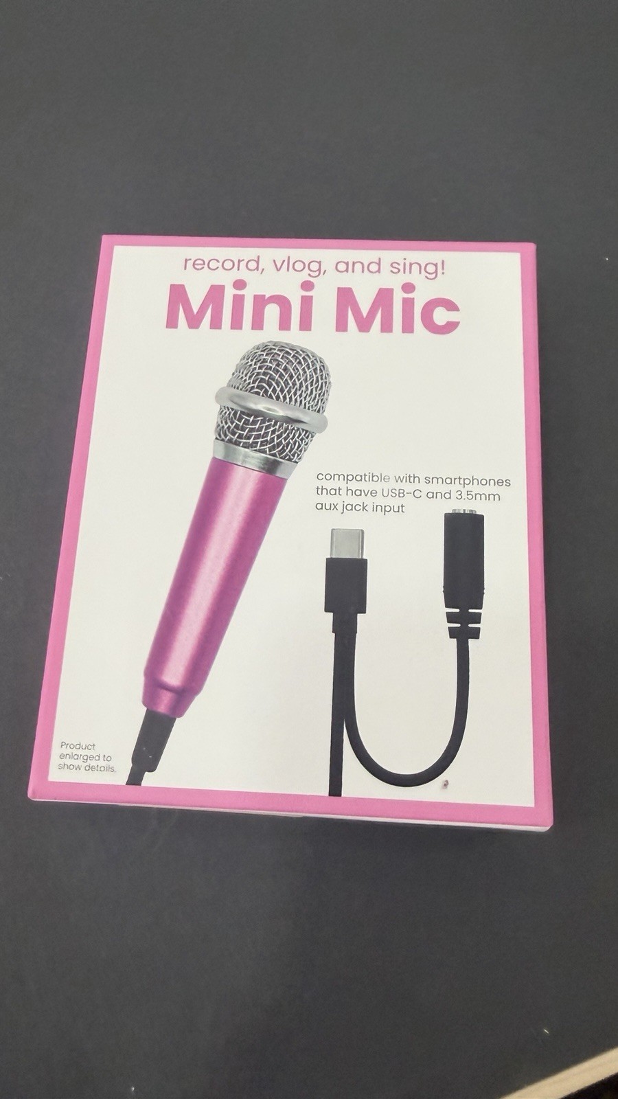 Mini Mic Handheld Karaoke Microphone Pink USB-C 3.5mm Dual-Channel Plug