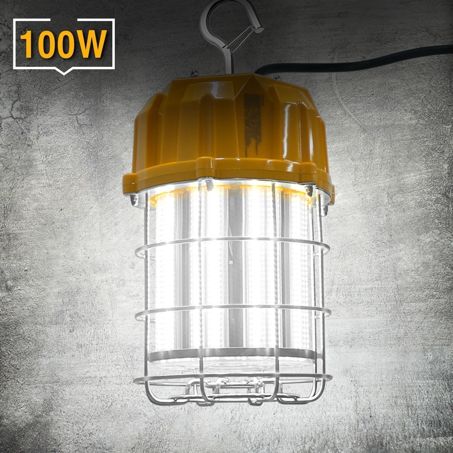 100W LED Temporary Work Light Portable Hanging Work Construction Light Plug&Play