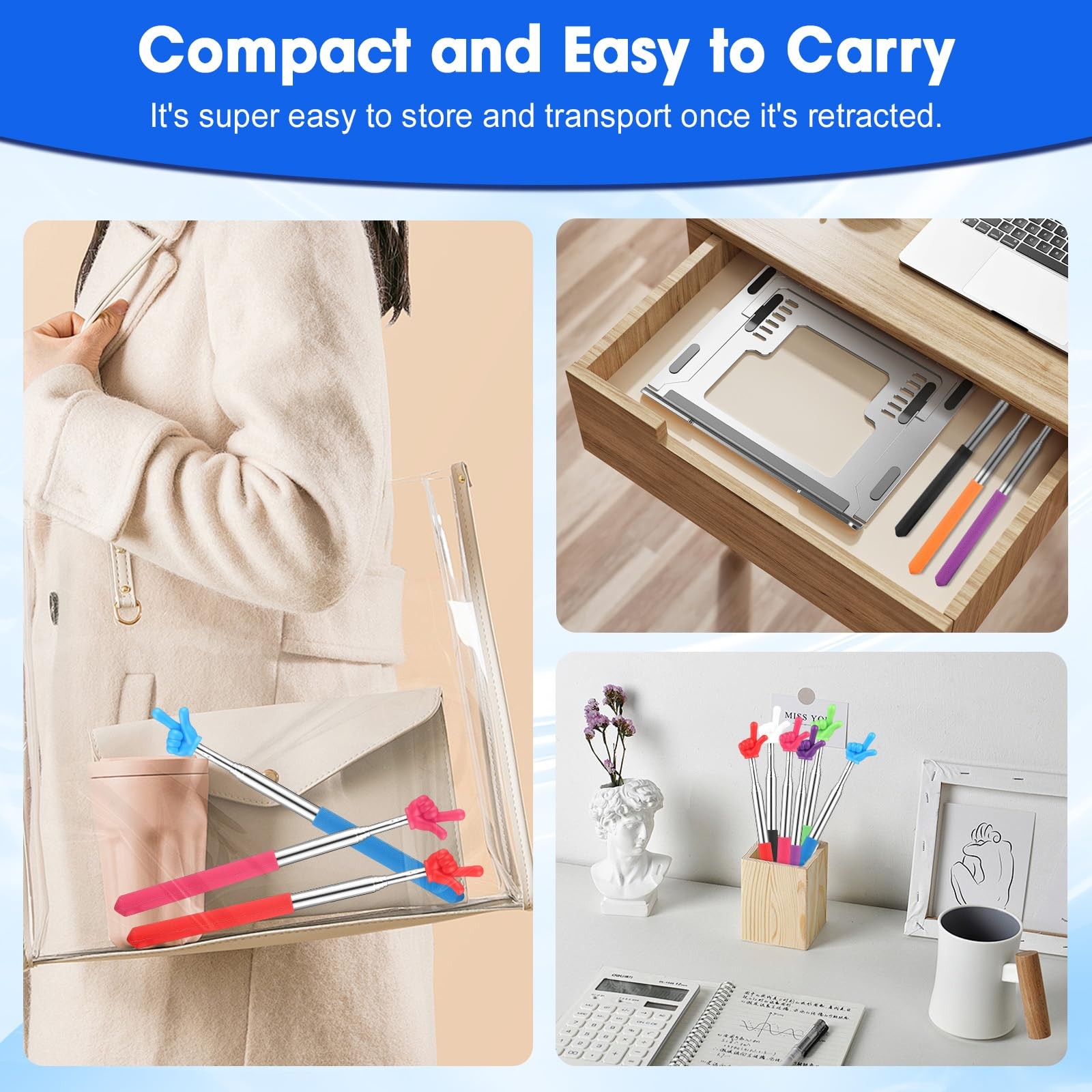 Lonxio 3 Pcs Pointer Finger Stick, Multipurpose Teacher 3 Colors