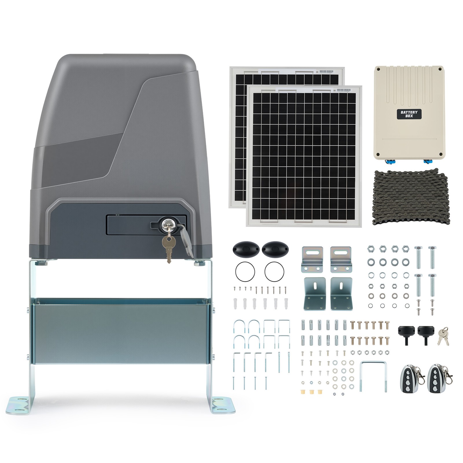 CO-Z 250W Sliding Gate Opener Kit with 20W Solar Panel for 3300lb 40ft Gates