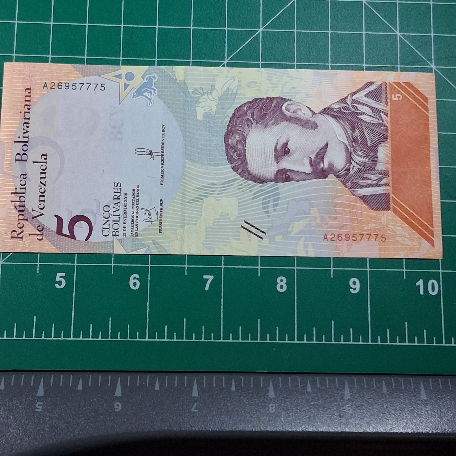 2018 Venezuela 5 Bolivares Jose Felix Ribas/Veragua Stubfoot Toad Paper Bill