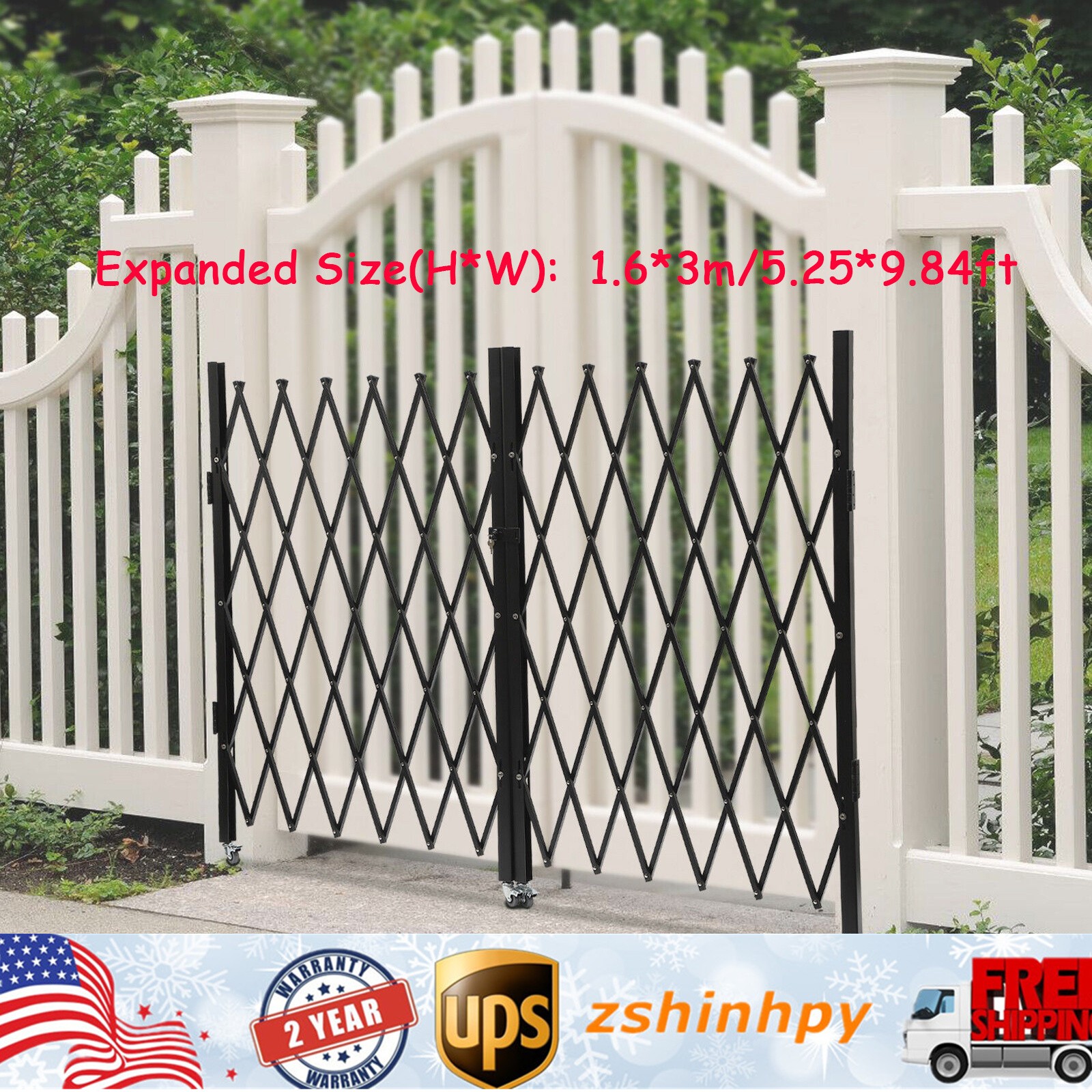 Double Folding Security Gate Expandable Barricade Gate Safety Barrier Door Gate