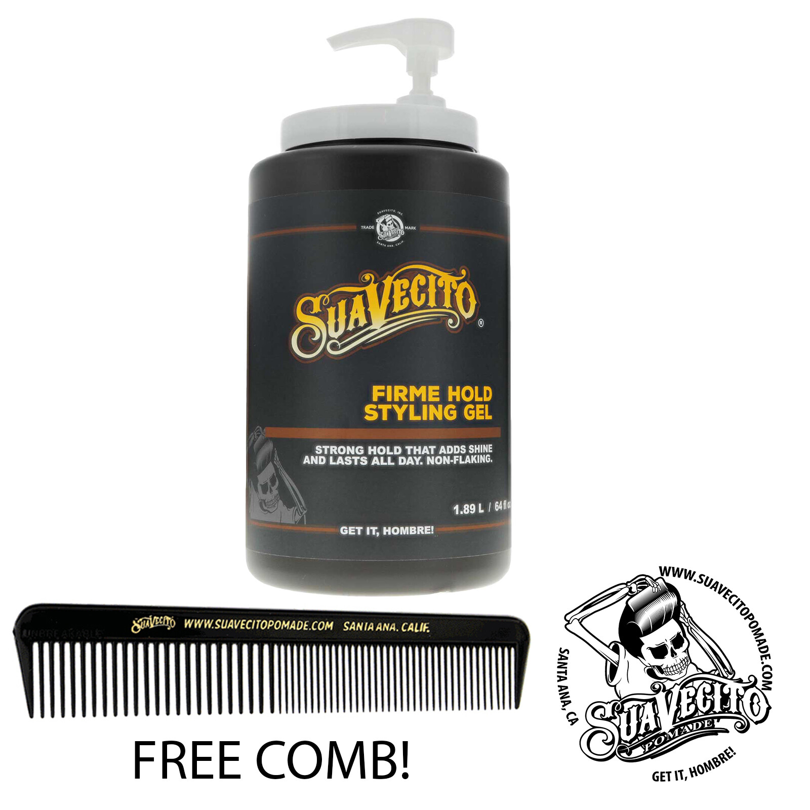 Suavecito Firme Hold Styling Gel Tub 64 oz