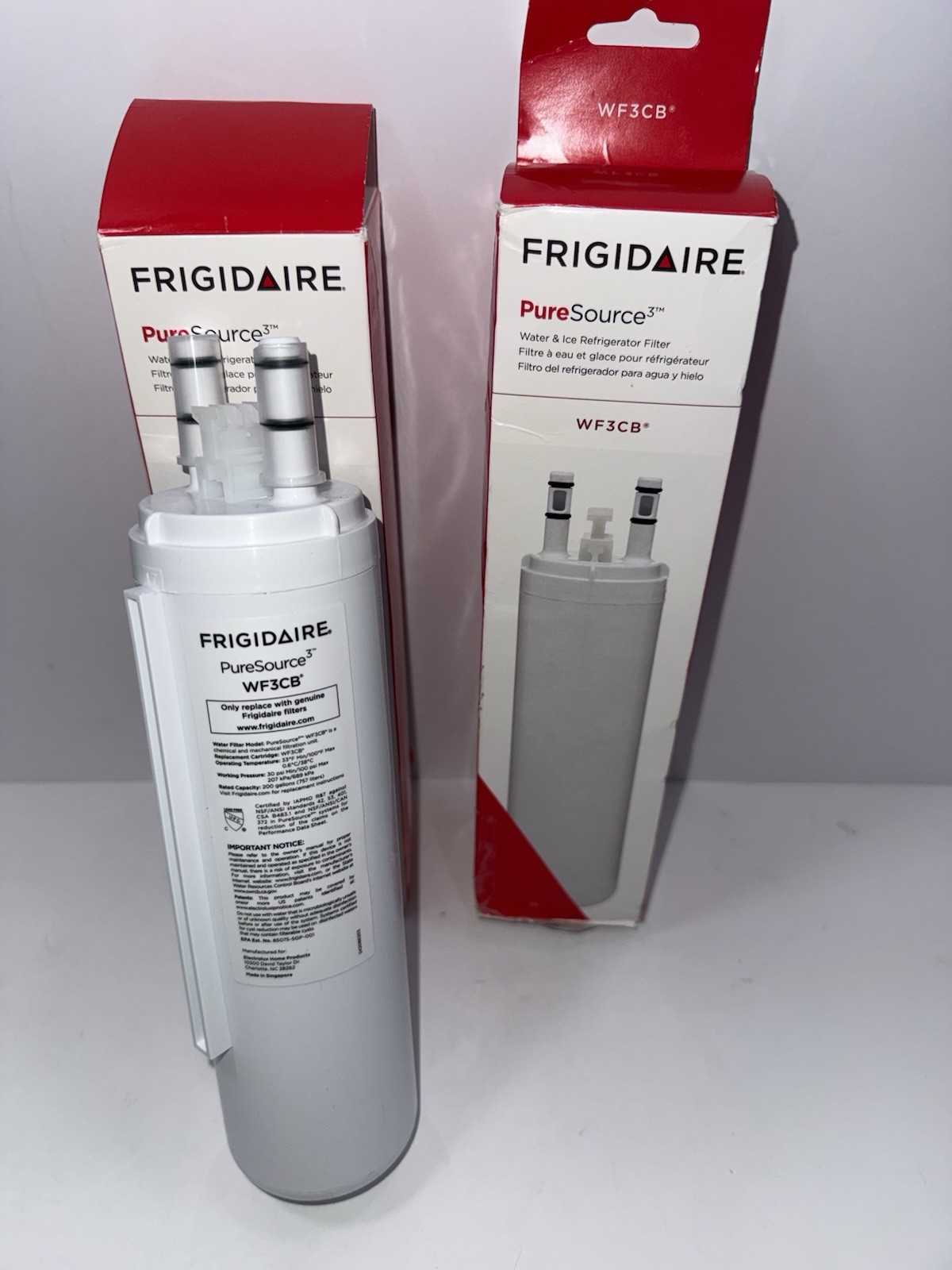 2 PACK New Fit Frigdaire WF3CB PureSource 3 Refrigerator Water Filter Open Box