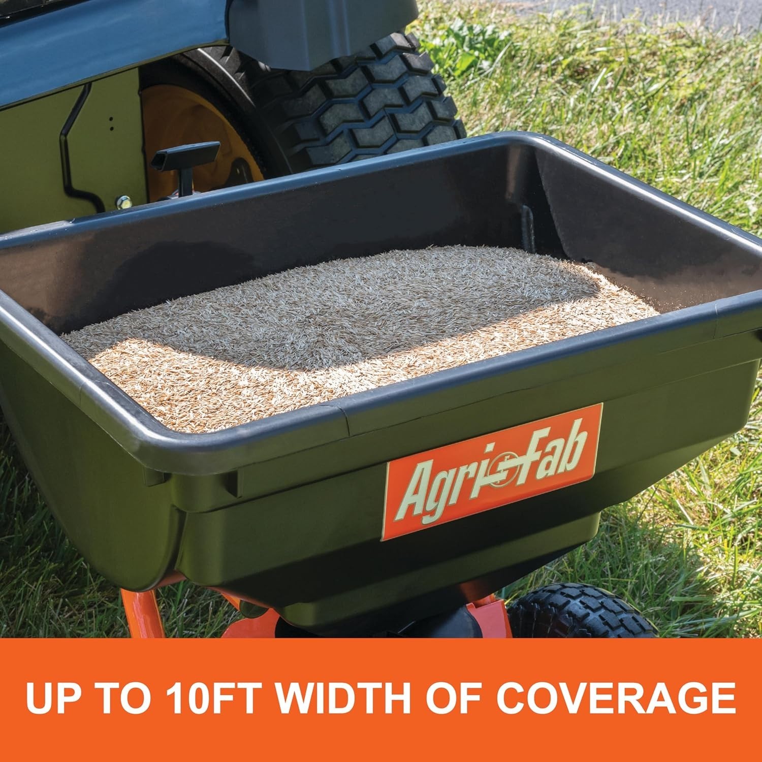 Compact 85 lb Pneumatic Tow Spreader for Effortless Lawn Maintenance