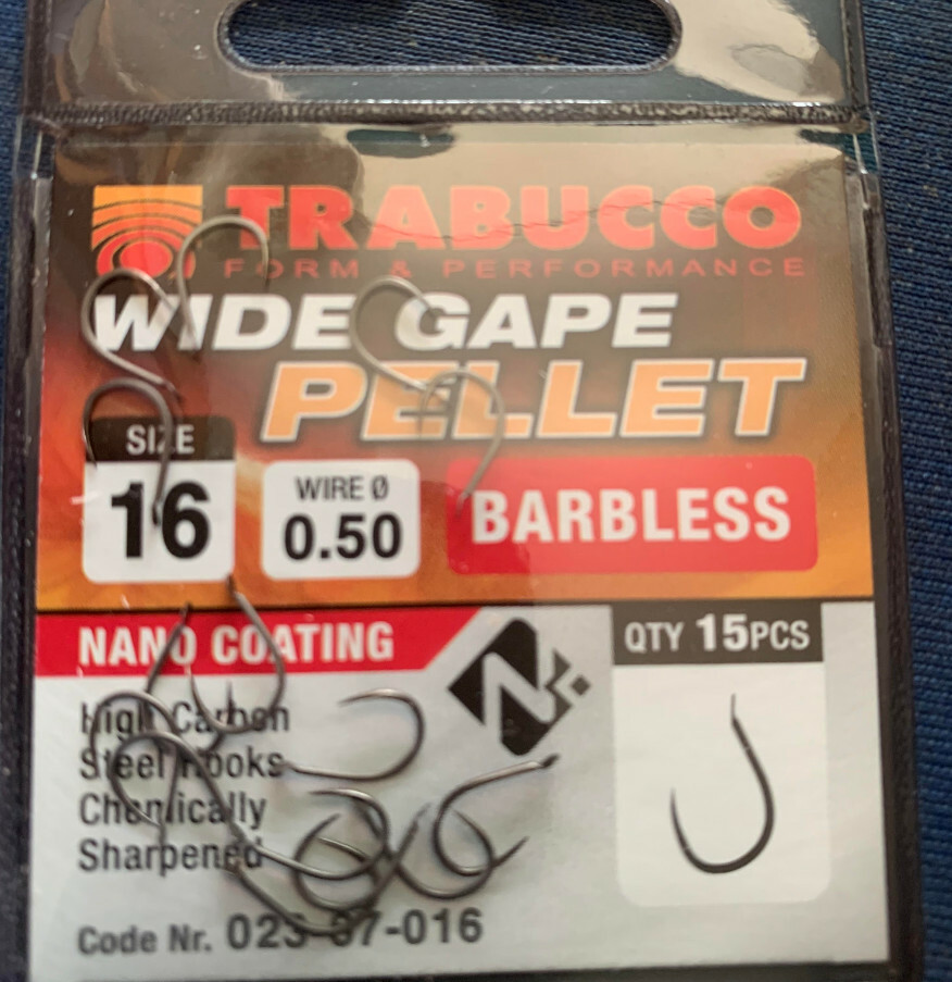 Trabucco new 2021 wide gape  pellet   barbless  hooks 15 per pack