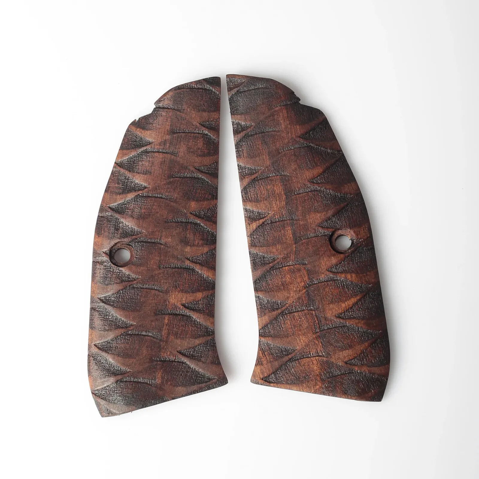 CZ SHADOW 2 Turkish Walnut Root Wood Grips set Gritty Texture Hand Made Engraved