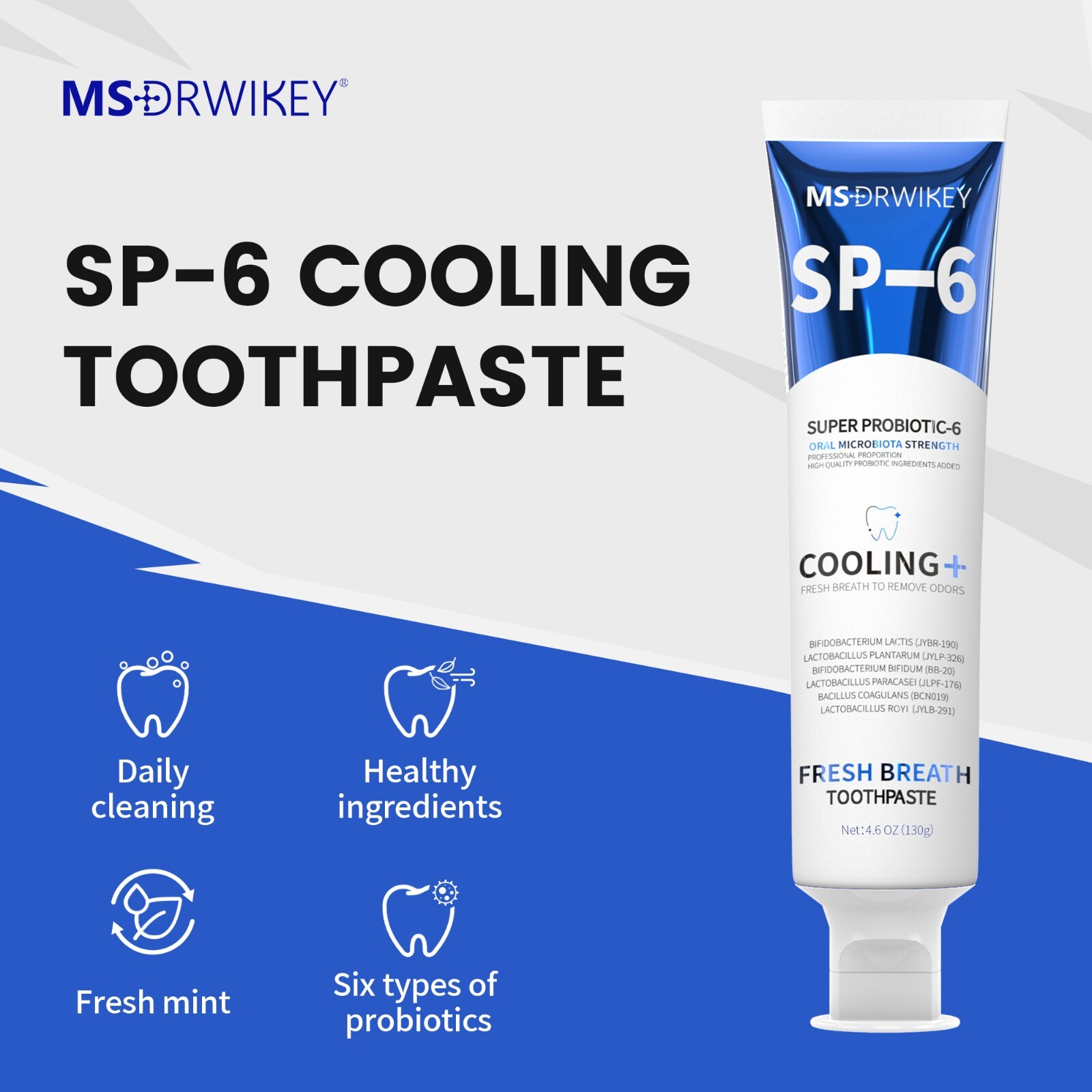MSDRWIKEY SP-6 Cooling Toothpaste & 7-Pro Whitening Toothpaste - 2-Packs