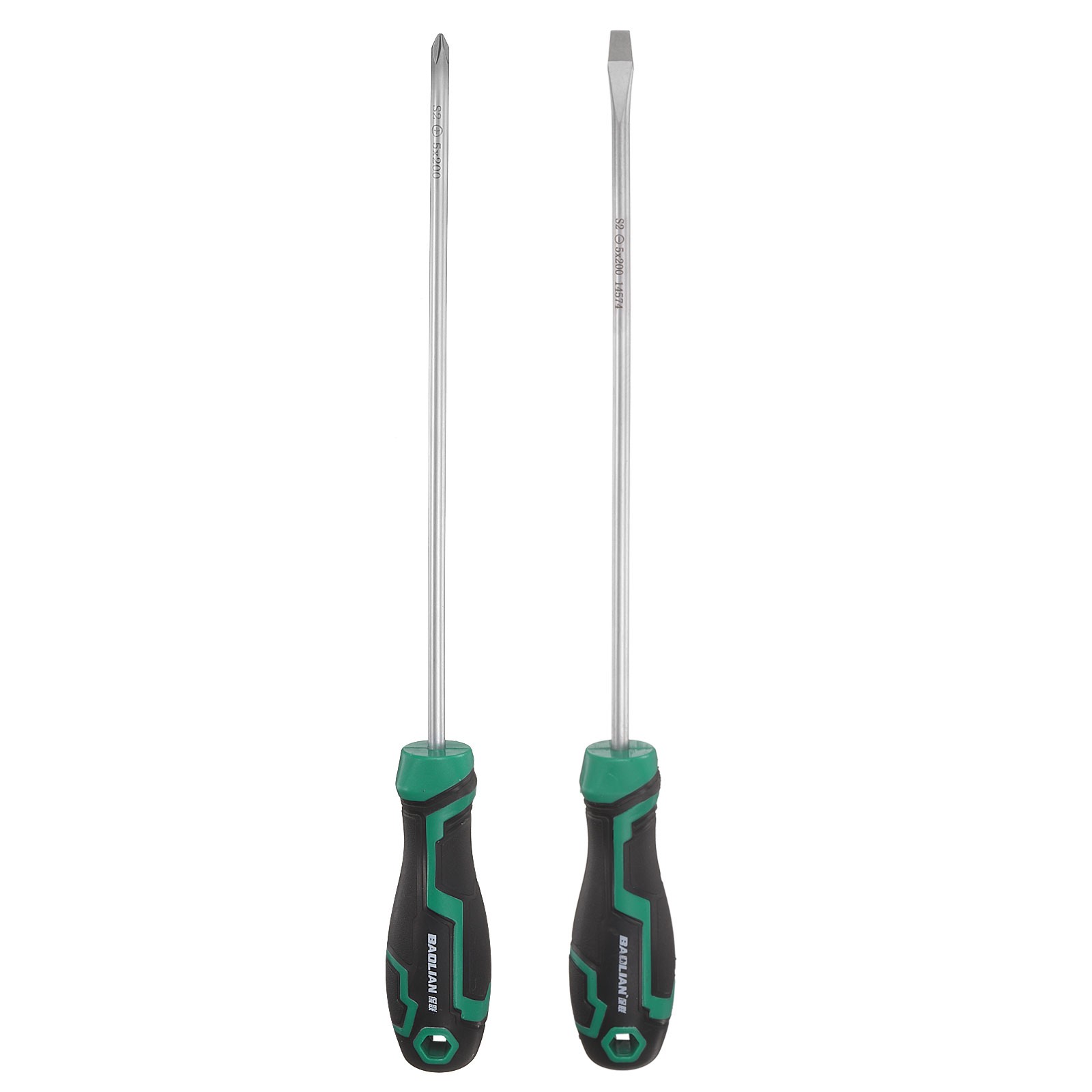 2pcs PH1+SL5 Screwdriver Set 11.6" Magnetic Phillips and Slotted Screwdrivers