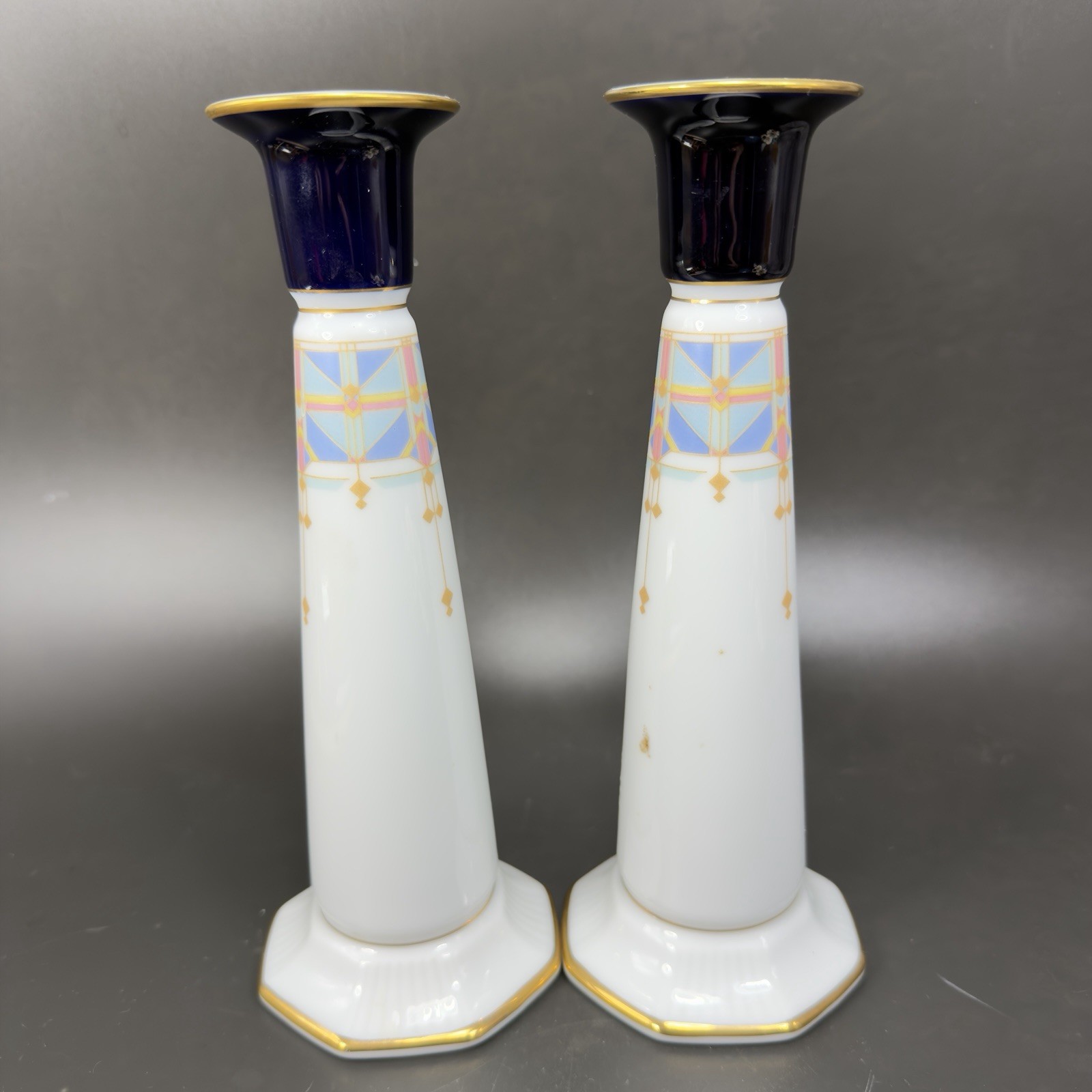 Noritake Fine Porcelain Legacy Porcelain Candle Stick Holder Votive Set 2 VTG
