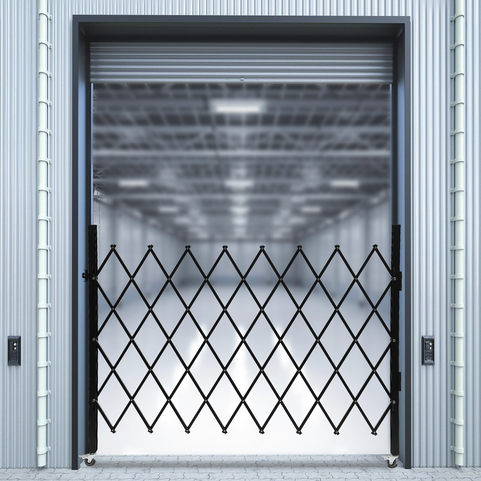Single Folding Security Gate Rolling Barricade Gate Accordion Security Gate NEW
