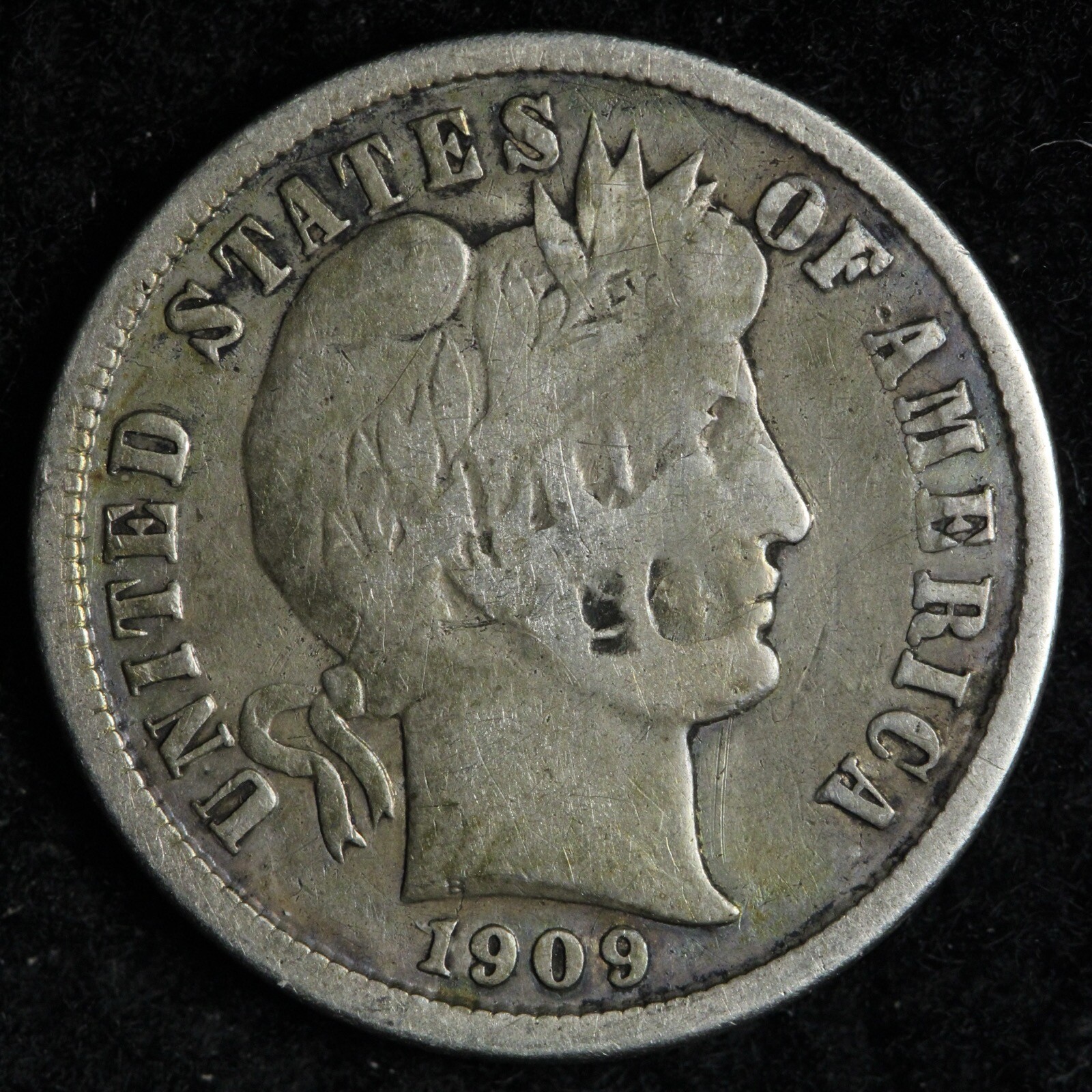 1909-S Barber Silver Dime FINE RARE E334 NP