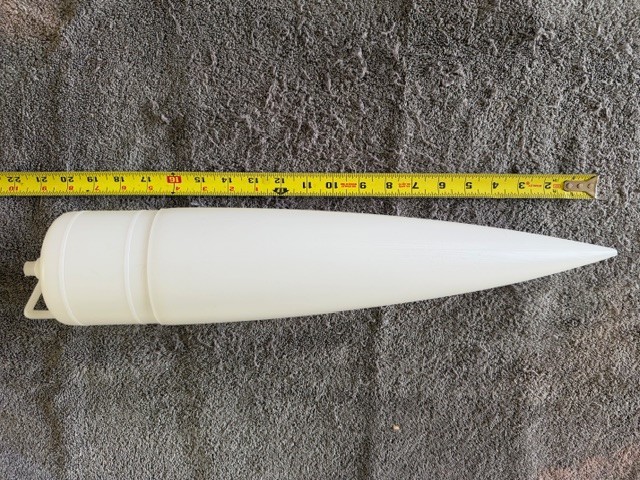 4" Diameter Model Rocket Nose Cone Heavy Plastic 16 1/2" H Leading Edge Rocketry