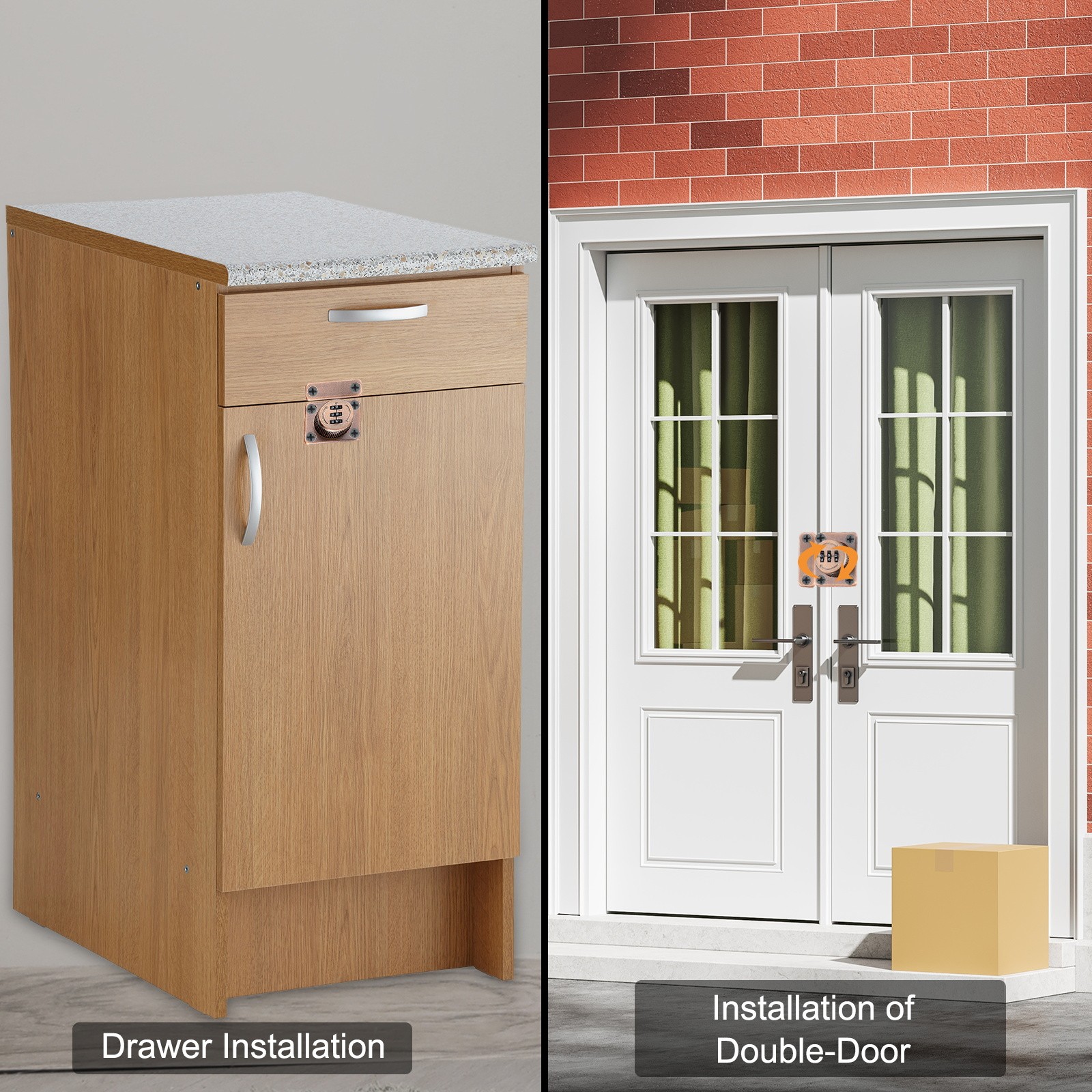 Combination Cabinet Latch, 3-Digit Password Cabinet Lock, Copper