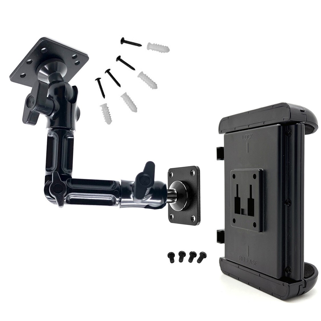 Heavy Duty Tablet ELD Aluminum Dashboard Wall Mount and AMPS Drill Base for iPad