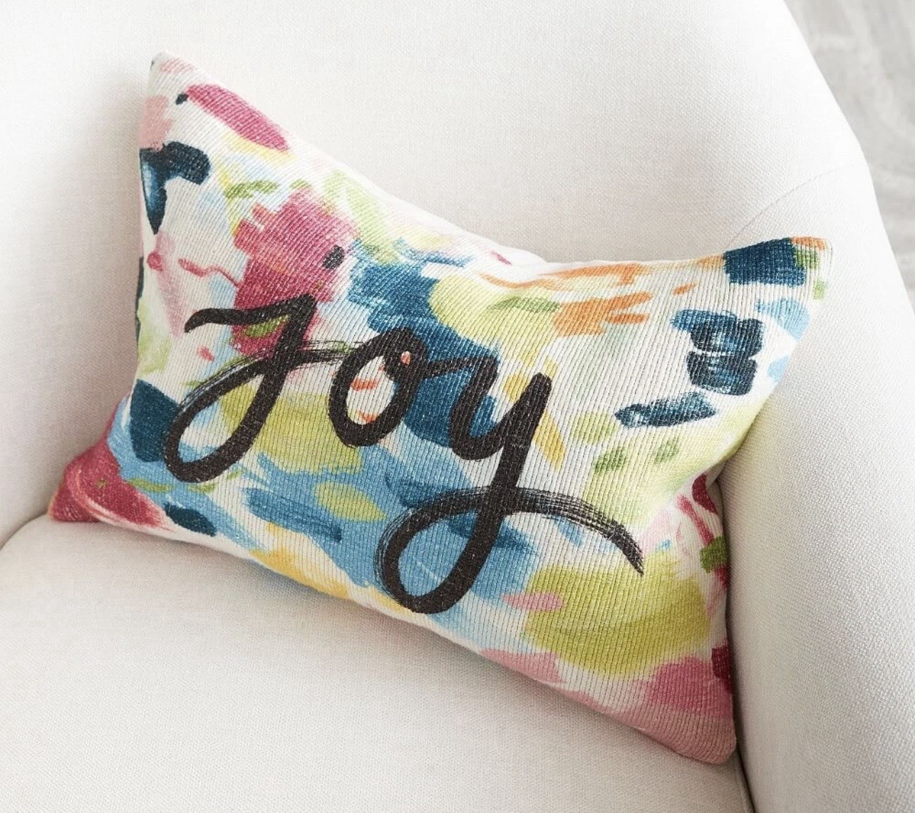 Pottery Barn BADG JOY Lumbar Pillow Cover 14x20 NWT Colorful