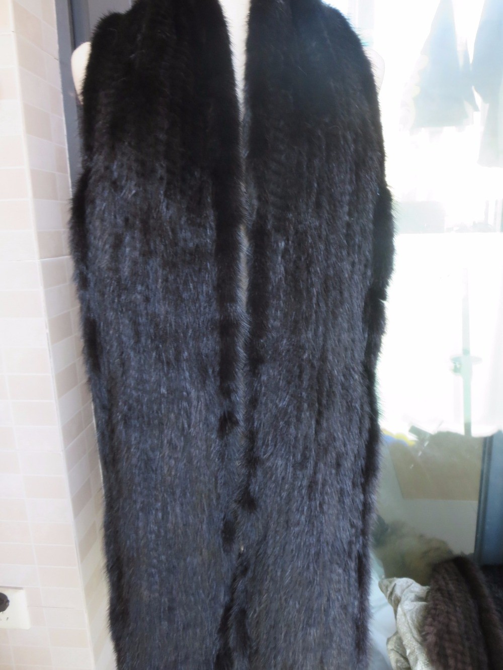 Men Women Real Mink Fur Scarf long Warm Neckerchief Outdoor Travel BLACK 200CM