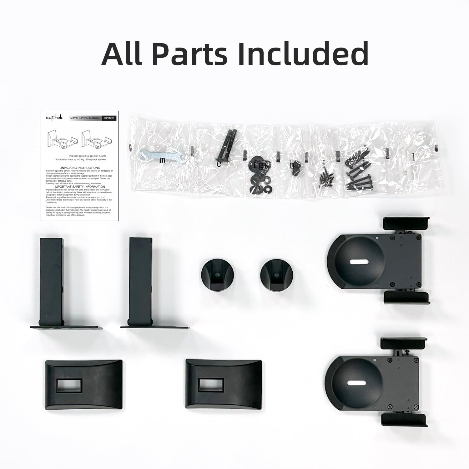 Universal Wall Mount Speaker Bracket - Adjustable Dual Stands, 55lbs Capacity