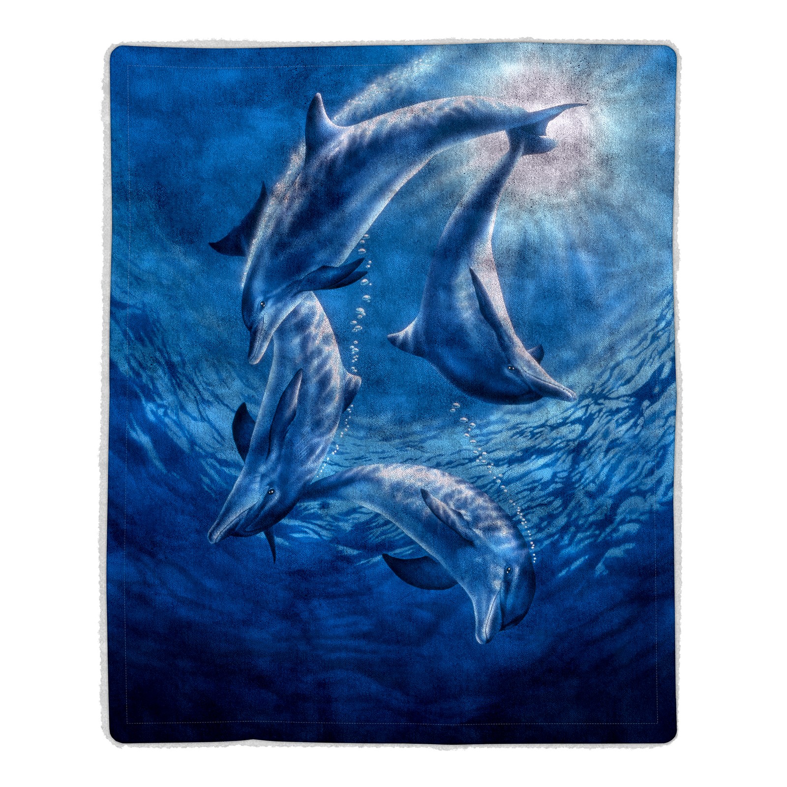 Sherpa Fleece Throw Blanket- Ocean Dolphin Lightweight  Bed Couch Soft Snuggly