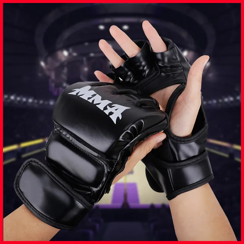 Professional Boxing Training Gloves Half Finger Leather Cushion for Adult Sanda