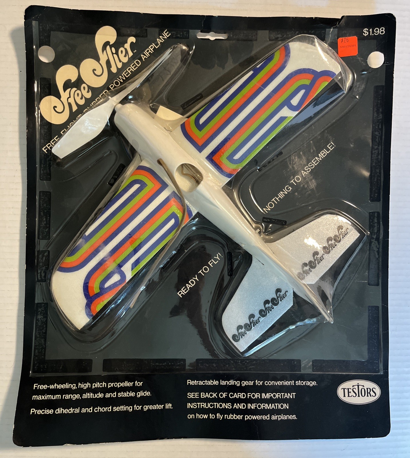 Testors Free Flier Rubber Band Power Airplane - New & Sealed -Vintage 1972 Rare