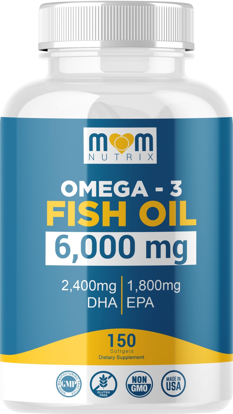 Omega 3 Fish Oil with Maximum EPA DHA - Supports Brain, 150 Count (Pack of 1)