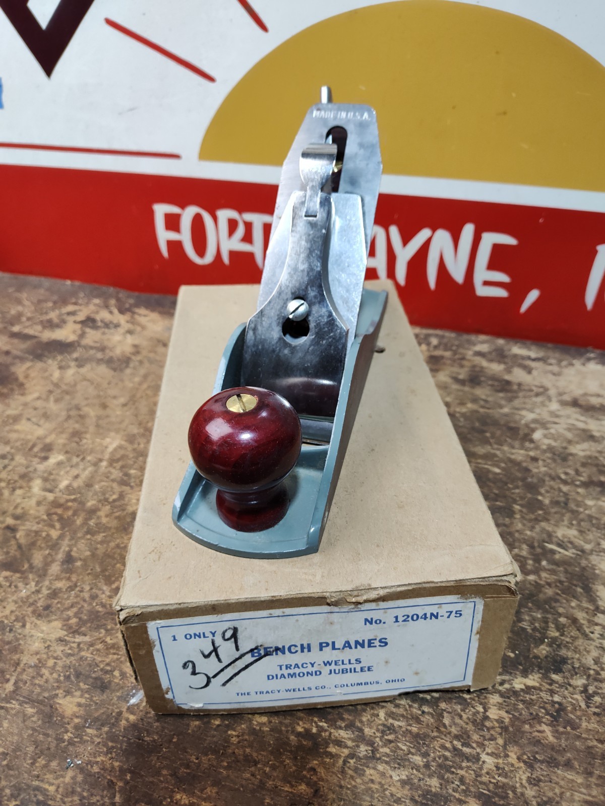 Vintage Tracy Wells Woodworking Plane With Blade Original Box 1204N-75