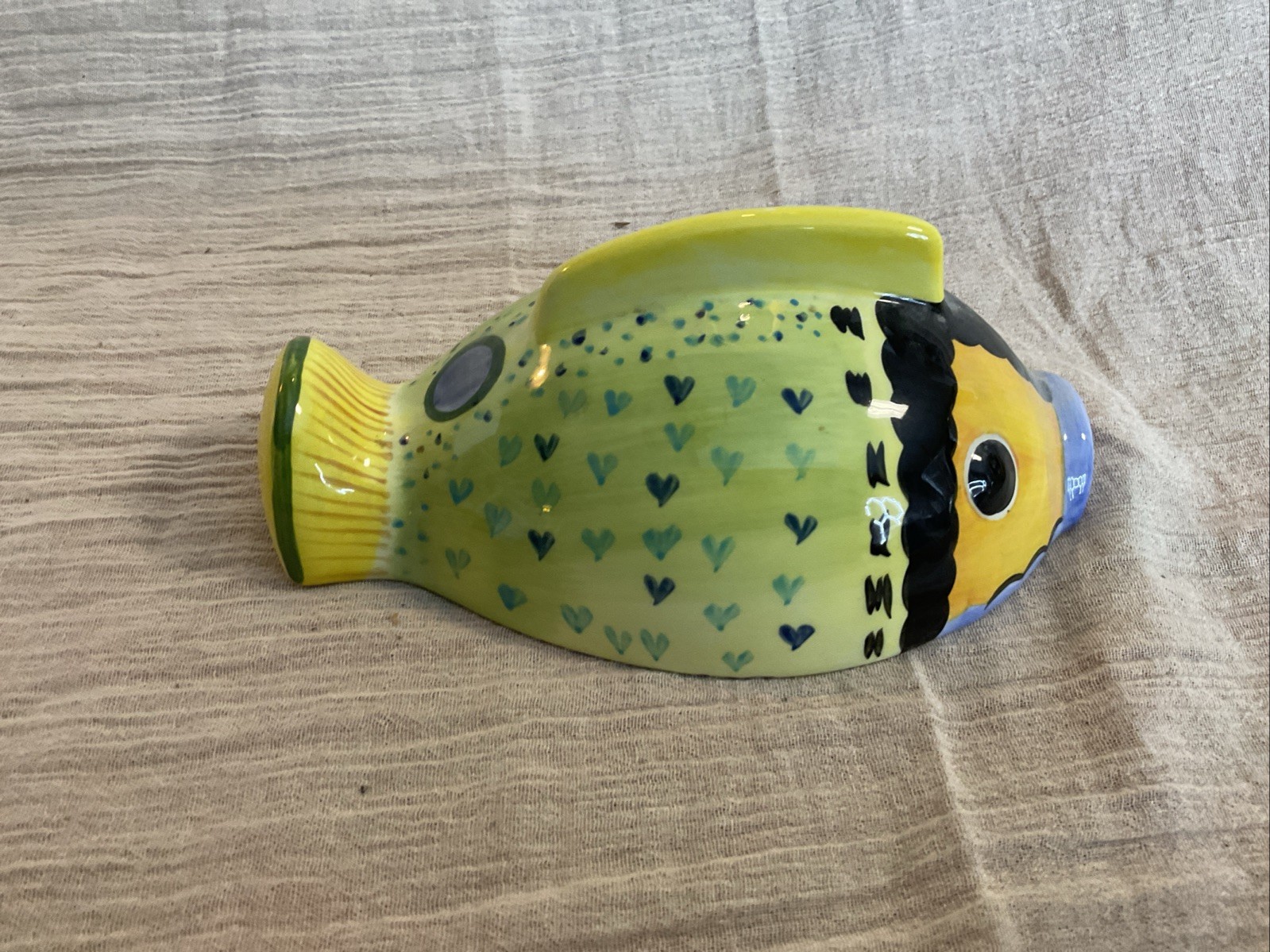 Fish Shaped Studio Nova Trinket Box. Bright & Colorful. Ceramic. Bathroom.