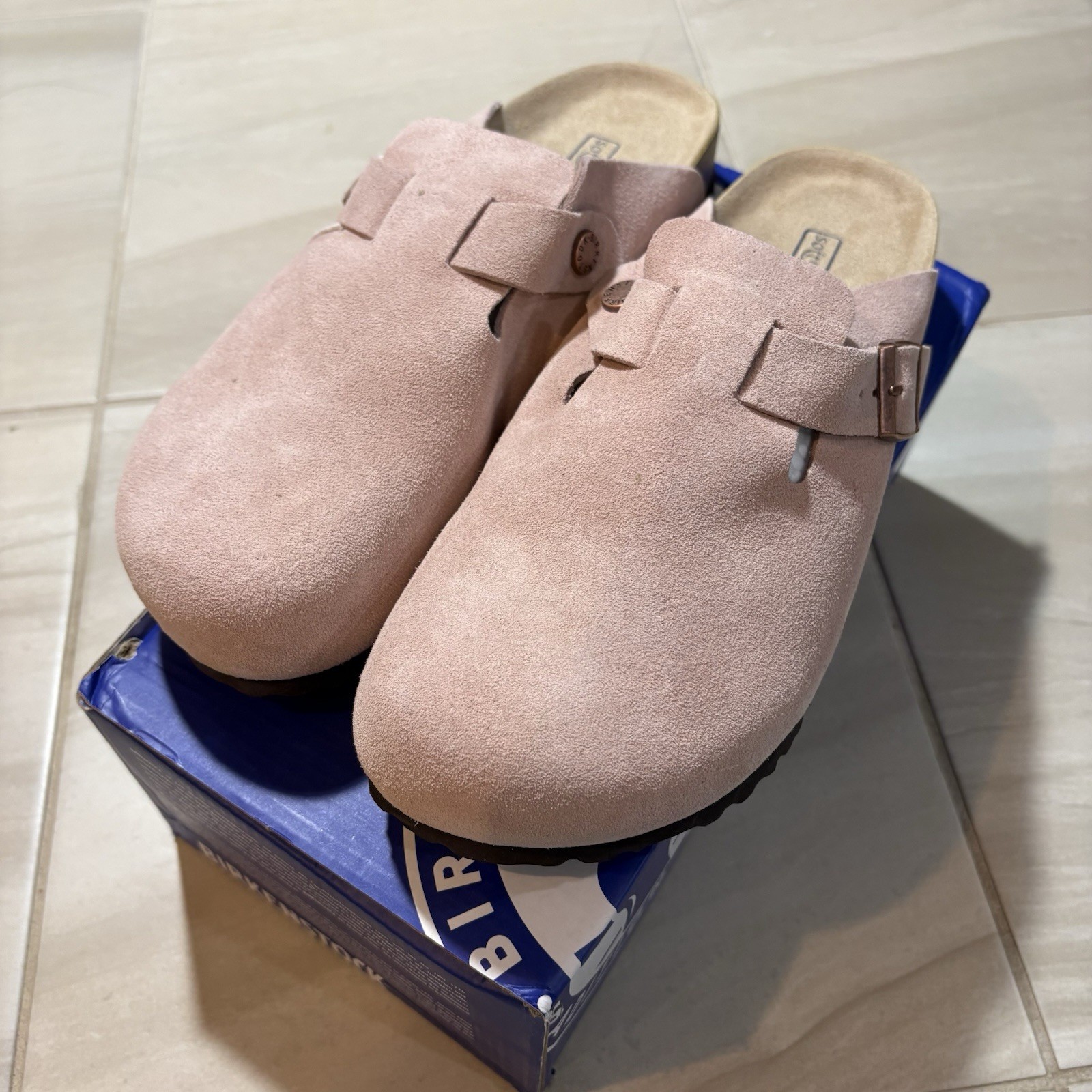 Birkenstock Boston Pink Suede Comfort Clog Buckle Women's Shoes US 10