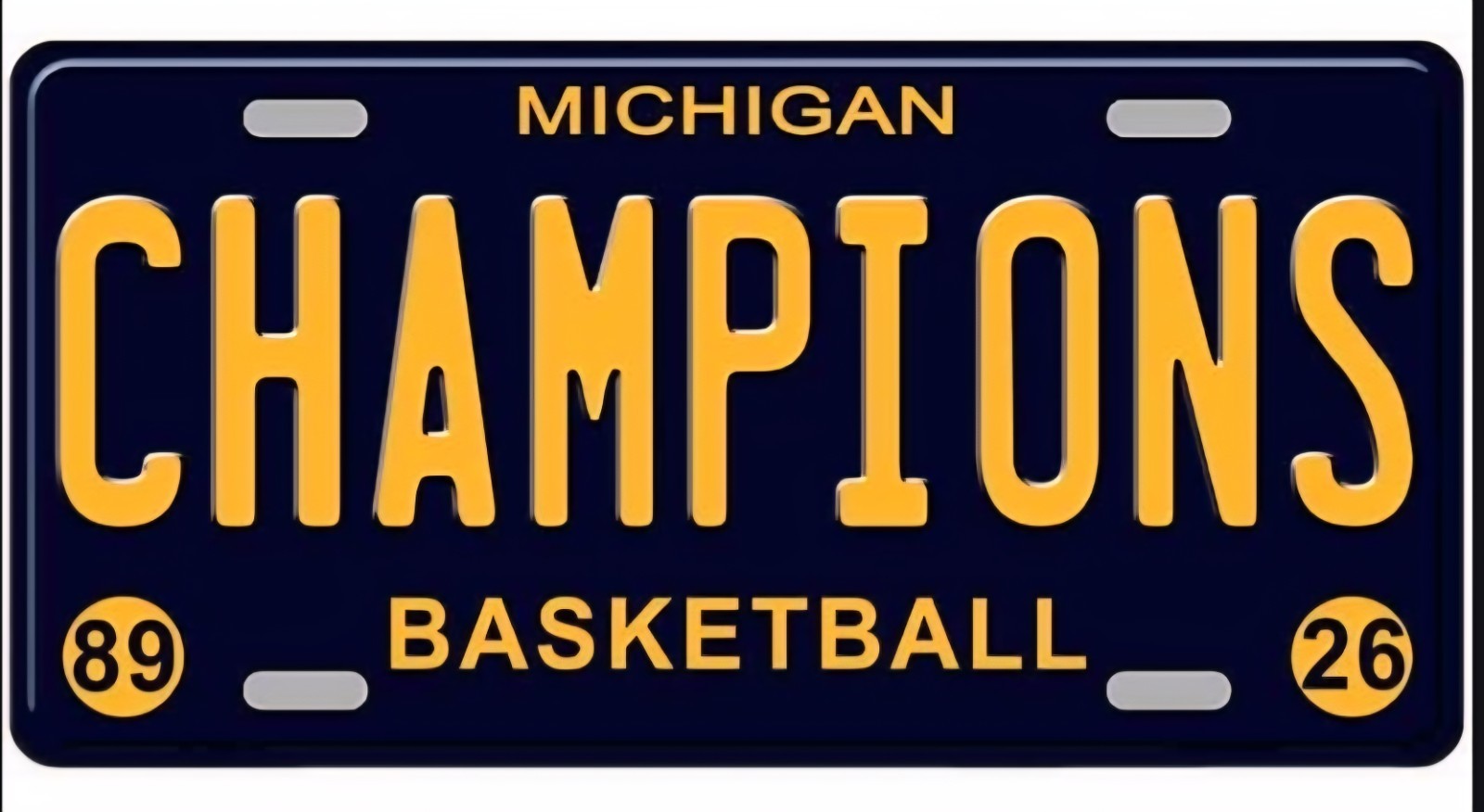 CHAMPIONS State of Michigan License Plate U OF M basketball