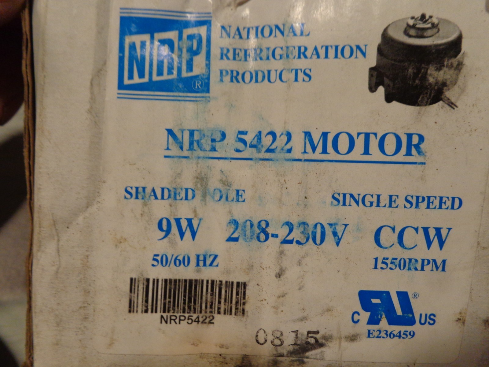 2 (two )NRP Motor N5422 Shaded Pole  230V, 60/50Hz, .4A, 9W CCW LE 1550 RPM