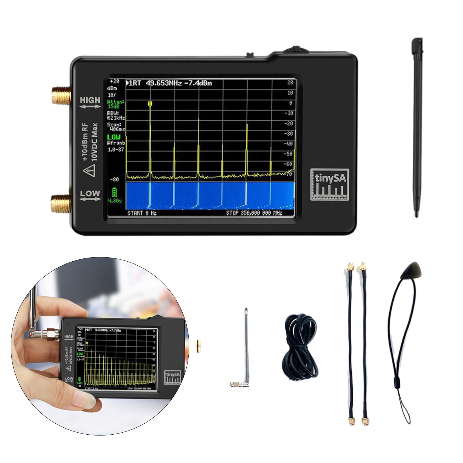 Handheld Tiny Spectrum Analyzer tinysa 2,8" LCD 100khz-960mhz Touch Control Kit