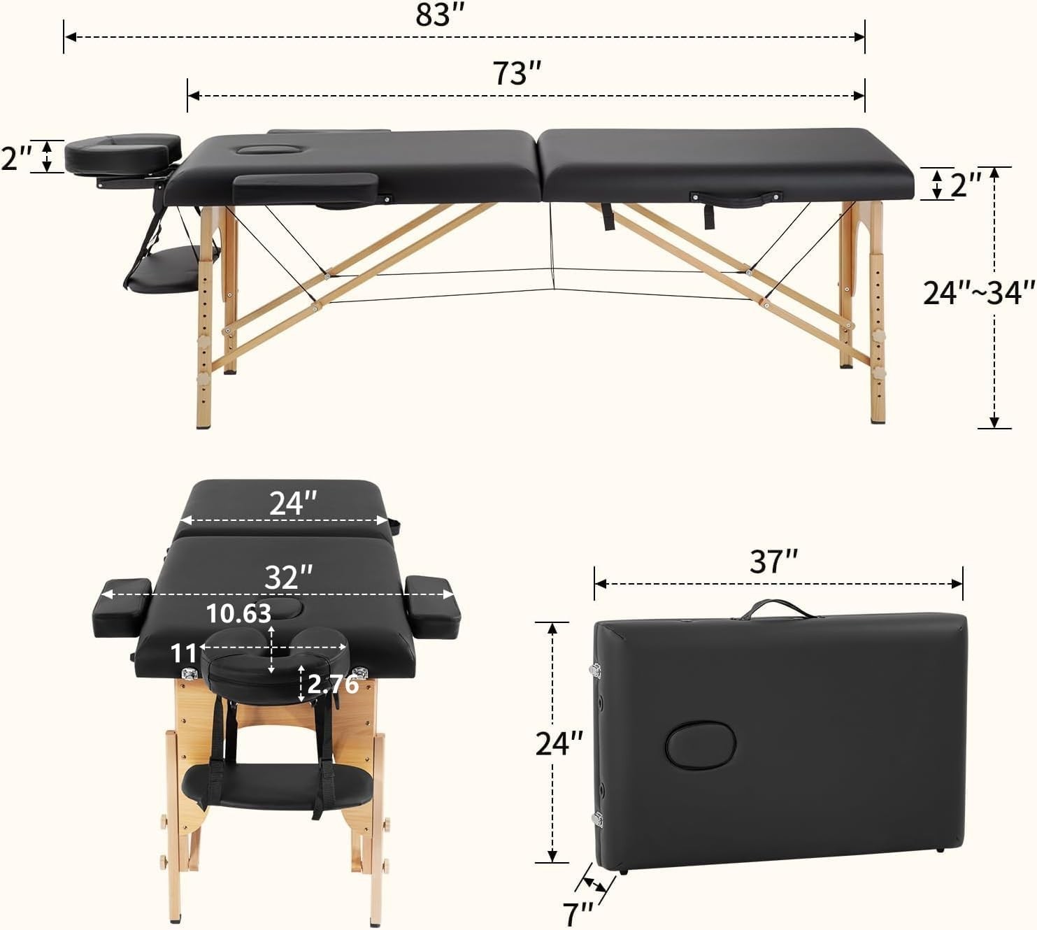 2 Folding Massage Table - Easy Setup - Travel Friendly